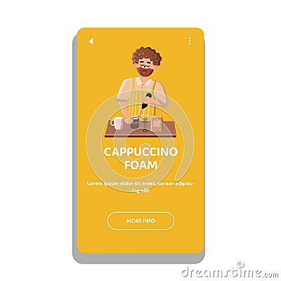 Cappuccino Foam Making Barista With Tool Vector Vector Illustration