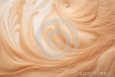 Cappuccino foam texture macro background. AI generated Stock Photo
