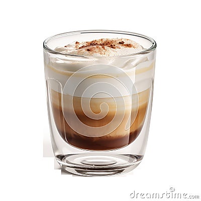 Cappuccino. Glass coffee cup. A drink in a cup. Isolated on transparent background Stock Photo