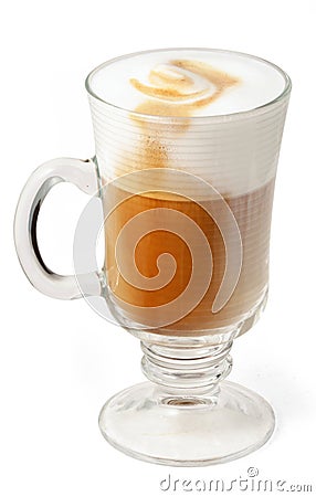 Cappuccino in glass cup Stock Photo