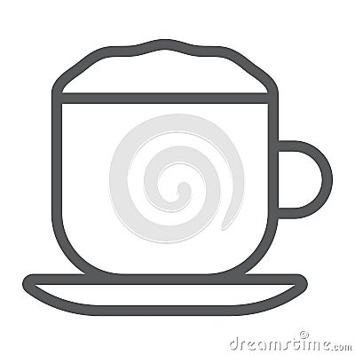 Cappuccino line icon, coffee and cafe, cup Vector Illustration