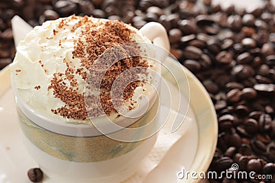 Cappuchino on beans Stock Photo