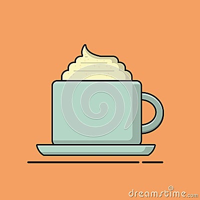 Cappucino Cream On Cup Vector Illustration