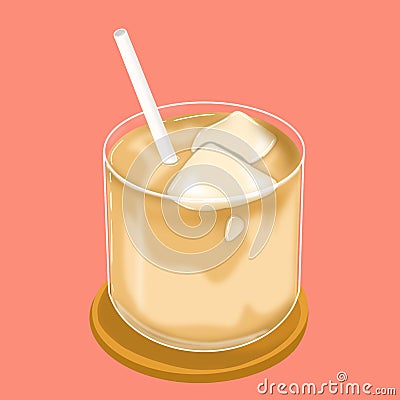 Cappucino ice on glass Stock Photo