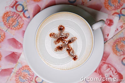 Cappucino with RMB sign Stock Photo