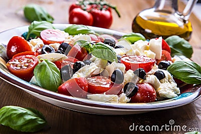 Caprese. Caprese salad. Italian salad. Mediterranean salad. Italian cuisine. Mediterranean cuisine. Stock Photo