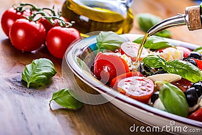 Caprese. Caprese salad. Italian salad. Mediterranean salad. Italian cuisine. Mediterranean cuisine. Stock Photo