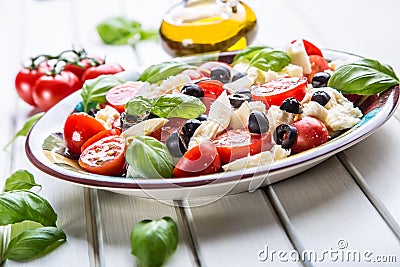 Caprese. Caprese salad. Italian salad. Mediterranean salad. Italian cuisine. Mediterranean cuisine. Stock Photo