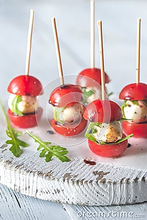 Caprese salad skewer appetizers Stock Photo