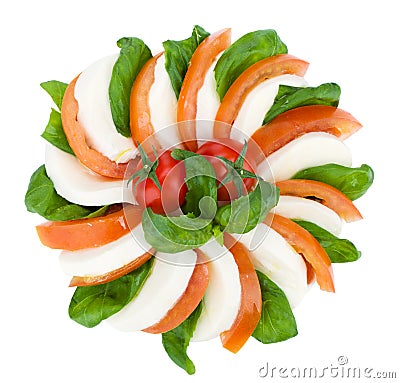 Caprese salad. Tomato, basil, mozzarella Stock Photo