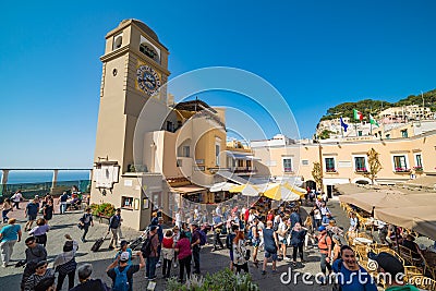 Piazza Umberto, knows as La Piazzetta, Capri Island, Italy Editorial Stock Photo
