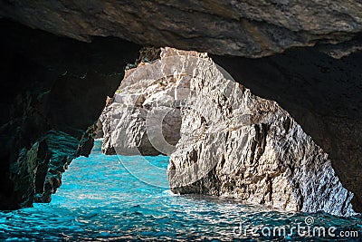 The Green Grotto, Grotta Verde, on the coast of the island of Capri in the Bay of Naples, Italy. Stock Photo