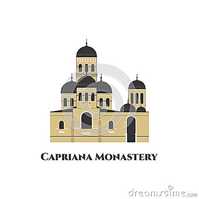 Capriana Monastery. One of the oldest monasteries of Moldova. It`s a great monastery, with a long and glorious history. Flat Vector Illustration