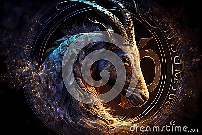 Capricorn magical zodiac sign astrology. Generative ai design Stock Photo