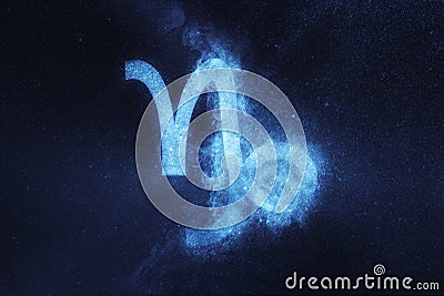 Capricorn Zodiac Sign. Abstract night sky background Stock Photo