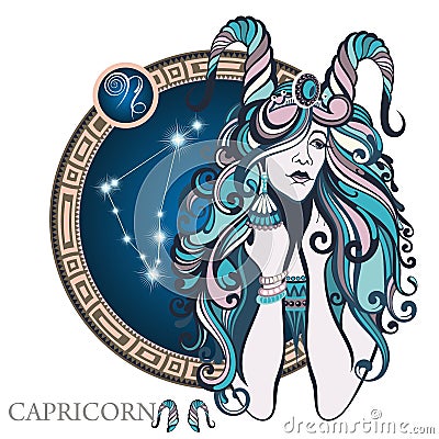 Capricorn. Zodiac sign Vector Illustration