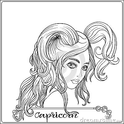 Capricornus. A young beautiful girl Vector Illustration