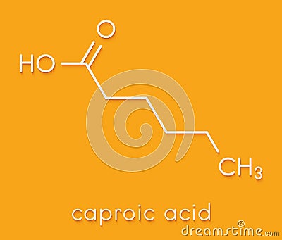 Caproic acid hexanoic acid fatty acid molecule. Salts and esters are called hexanoates or caproates. Skeletal formula. Stock Photo