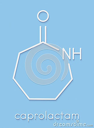 Caprolactam, the building block of Nylon-6 polycaprolactam plastic. Skeletal formula. Stock Photo