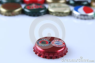 Caps of beer and beverage Editorial Stock Photo