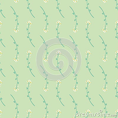 Capsella wildflowers seamless vector pattern Vector Illustration