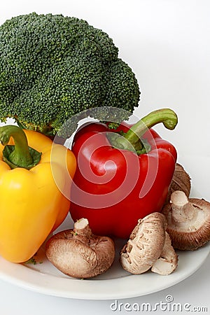 Capsicum, Broccoli and mushrooms Stock Photo