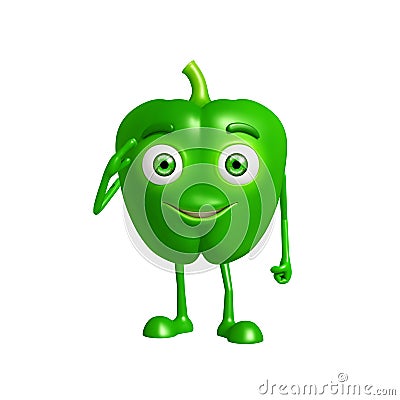 Capsicum character with salute pose Stock Photo