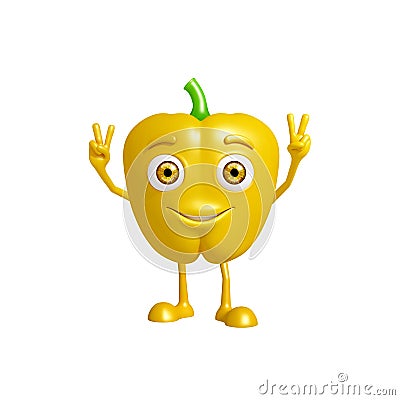 Capsicum character with win pose Stock Photo