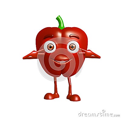 Capsicum character with win pose Stock Photo