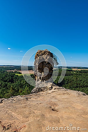 Capska Palice rock formation in CHKO Kokorinsko in Czech republic Stock Photo