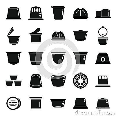 Capsule coffee icons set simple vector. Aroma pod Vector Illustration