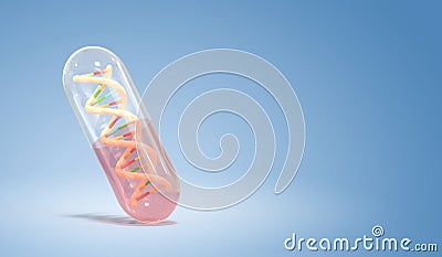 Capsule with DNA double helix inside Stock Photo