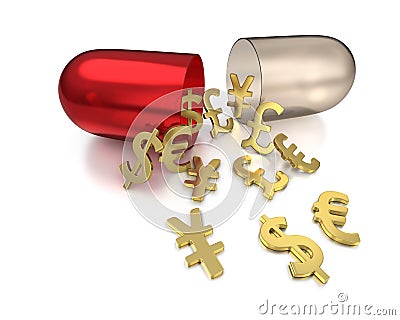 Capsule for foreign exchange cures Stock Photo