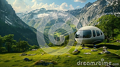 capsule house, Sleeping capsule in the mountains, Sleeping outdoors Stock Photo