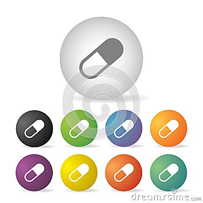 Capsule medicine button set Vector Illustration