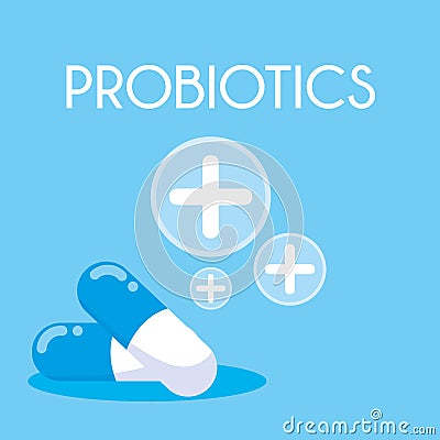 Capsules medicines probiotics icon Vector Illustration