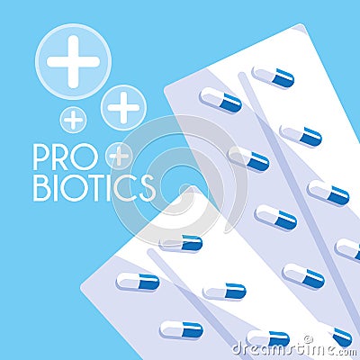 Capsules medicines probiotics icon Vector Illustration