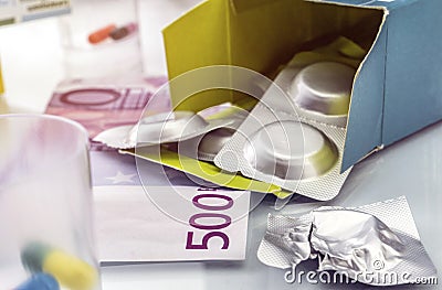 Capsules up ticket euro Stock Photo