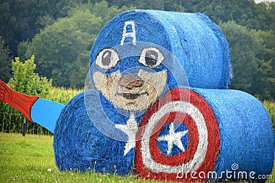 Captain America Hay Bales Editorial Stock Photo