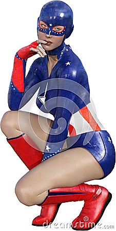 Captain America Superhero Woman, Isolated Editorial Stock Photo