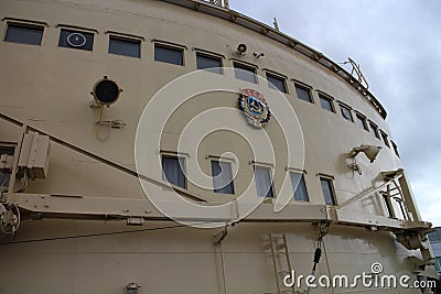 Captain board on icebreaker Krasin, Saint Petersburg Stock Photo