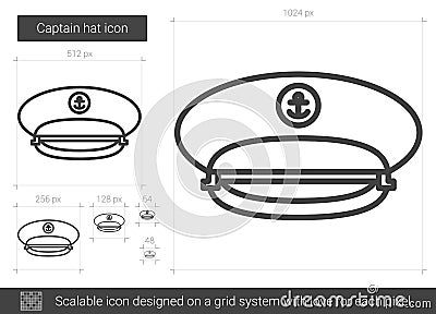 Captain hat line icon. Vector Illustration