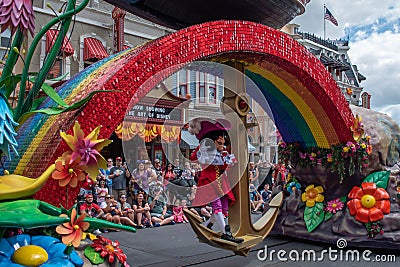 Captain Hook in Disney Festival of Fantasy Parade at Magic Kigndom 5 Editorial Stock Photo