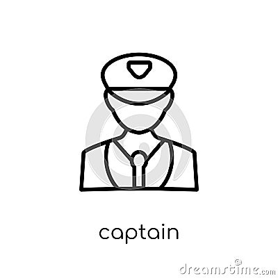 captain icon. Trendy modern flat linear vector captain icon on w Vector Illustration