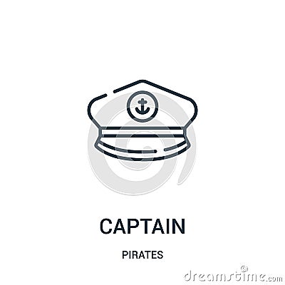 captain icon vector from pirates collection. Thin line captain outline icon vector illustration. Linear symbol for use on web and Vector Illustration