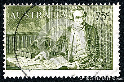 Captain James Cook Australian Postage Stamp Editorial Stock Photo