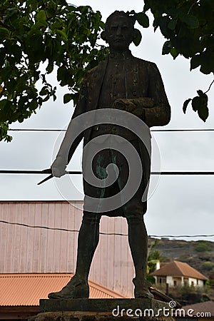 Captain James Cook Statue at the Cook Landing Site in Waimea on Kauai Island in Hawaii Editorial Stock Photo
