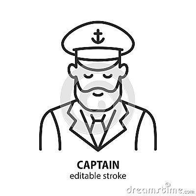 Captain line vector icon. Symbol of sailling, shipping. Editable stroke Vector Illustration