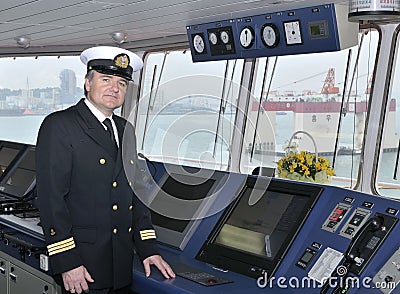 Captain of the ocean ship Stock Photo