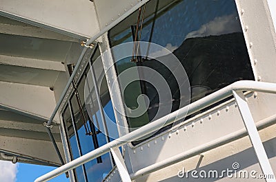 The captain`s cabin of a big ferry - close up photo Stock Photo